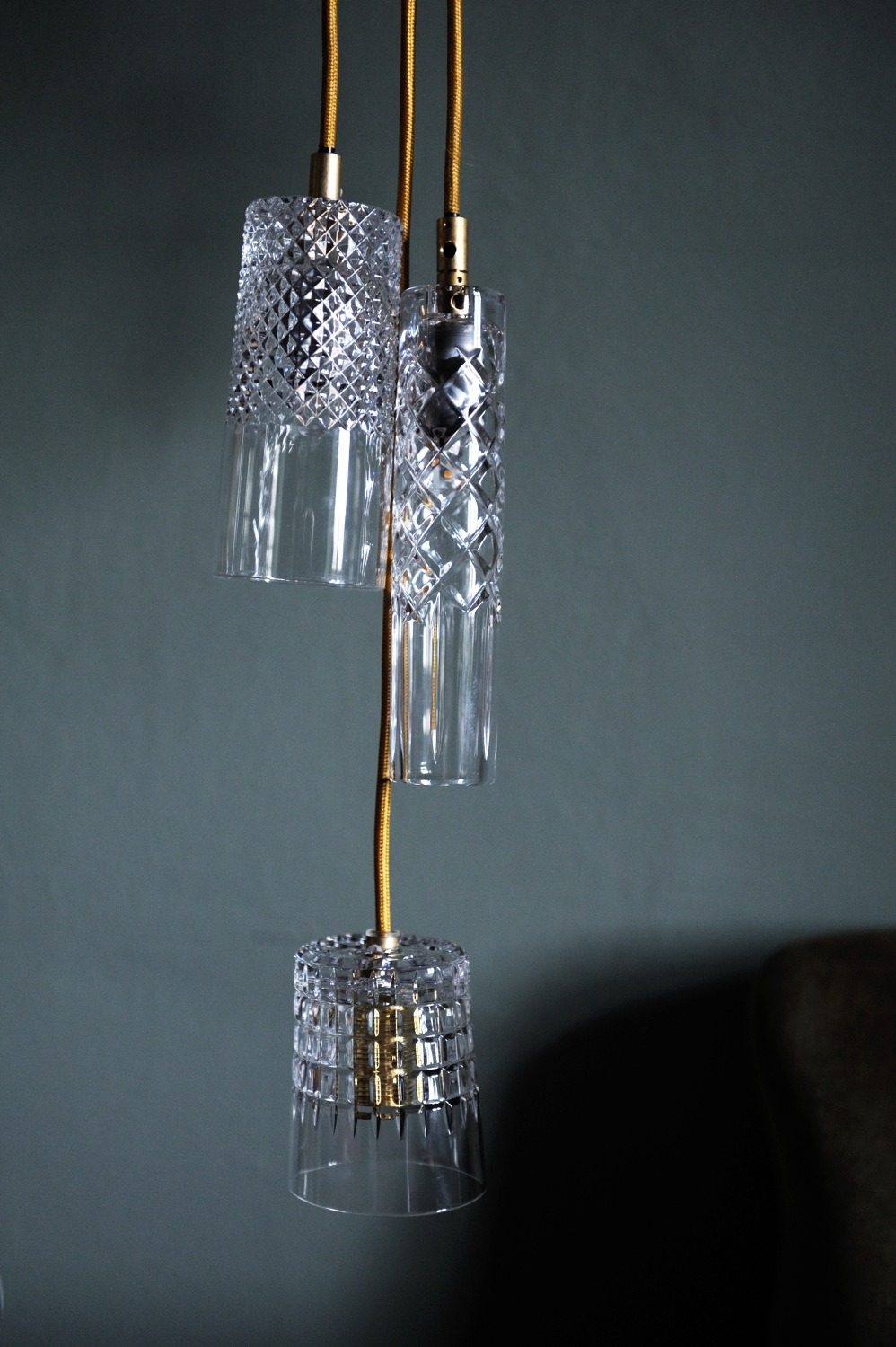 Crystal lamps by ebb & flow with gold wire